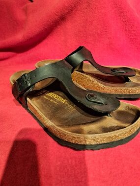 Birkenstock Black Leather Thong Sandals